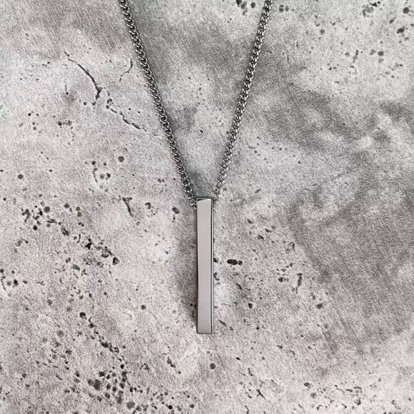 Men Men’s Stainless Steel Bar Chain Necklace Silver, Black 21.5”